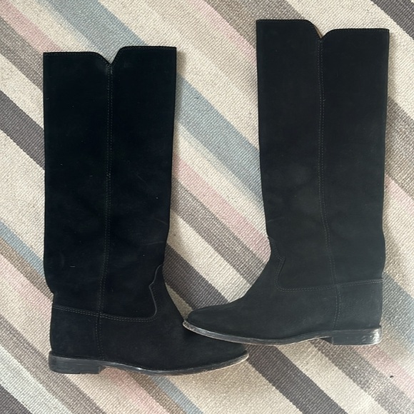 EUC -Isabel Marant Cleaves suede riding boot with wedge heel, EU 37/US 7. Black. - Picture 6 of 6